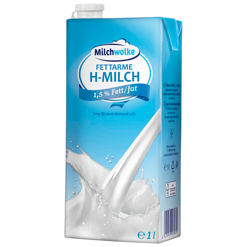 Milchwolke Fettarme H-Milch 1,5% 1l